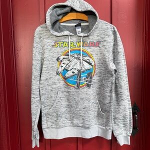 Star Wars Heather Gray Hoodie with Millennium Falcon Graphic